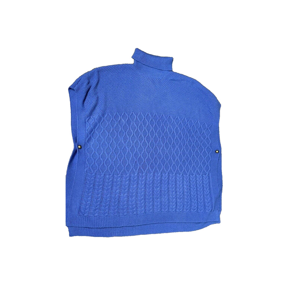 LANE BRYANT SIDE BUTTON SWEATER PONCHO High neck BLUE SIZE 22/28 - Picture 3 of 4